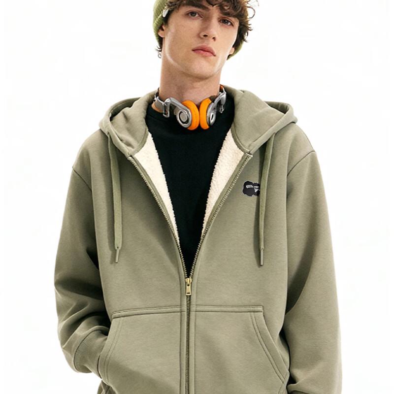 Fingercroxx Herren Fleece Kapuzen Cardigan Jacke