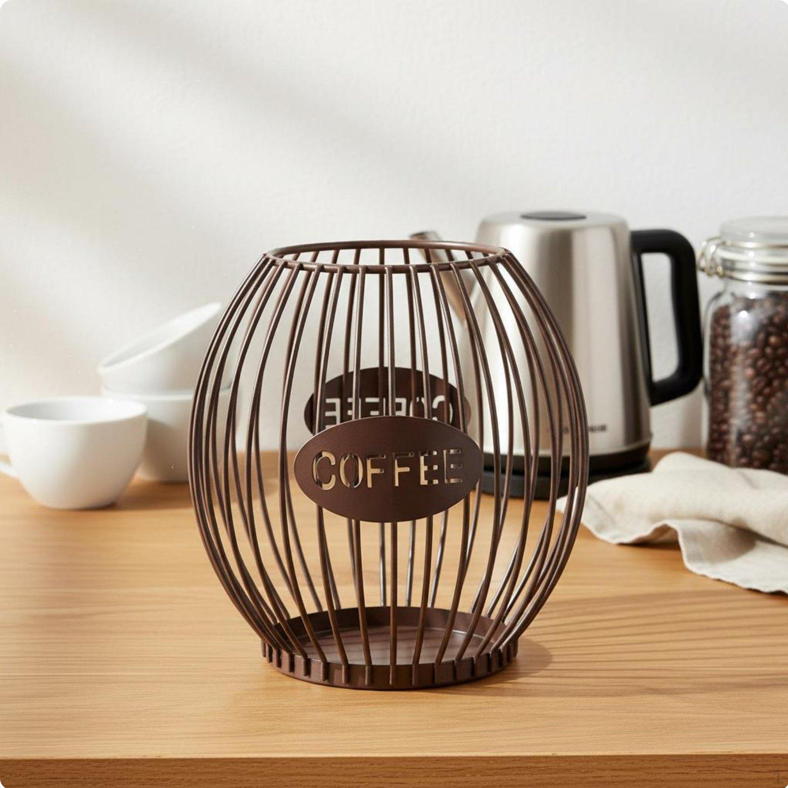 Severský držák na kávové kapsle otevírání Horní design Košík na skladování kapslí Velká kapacita Kovový drát Coffee S