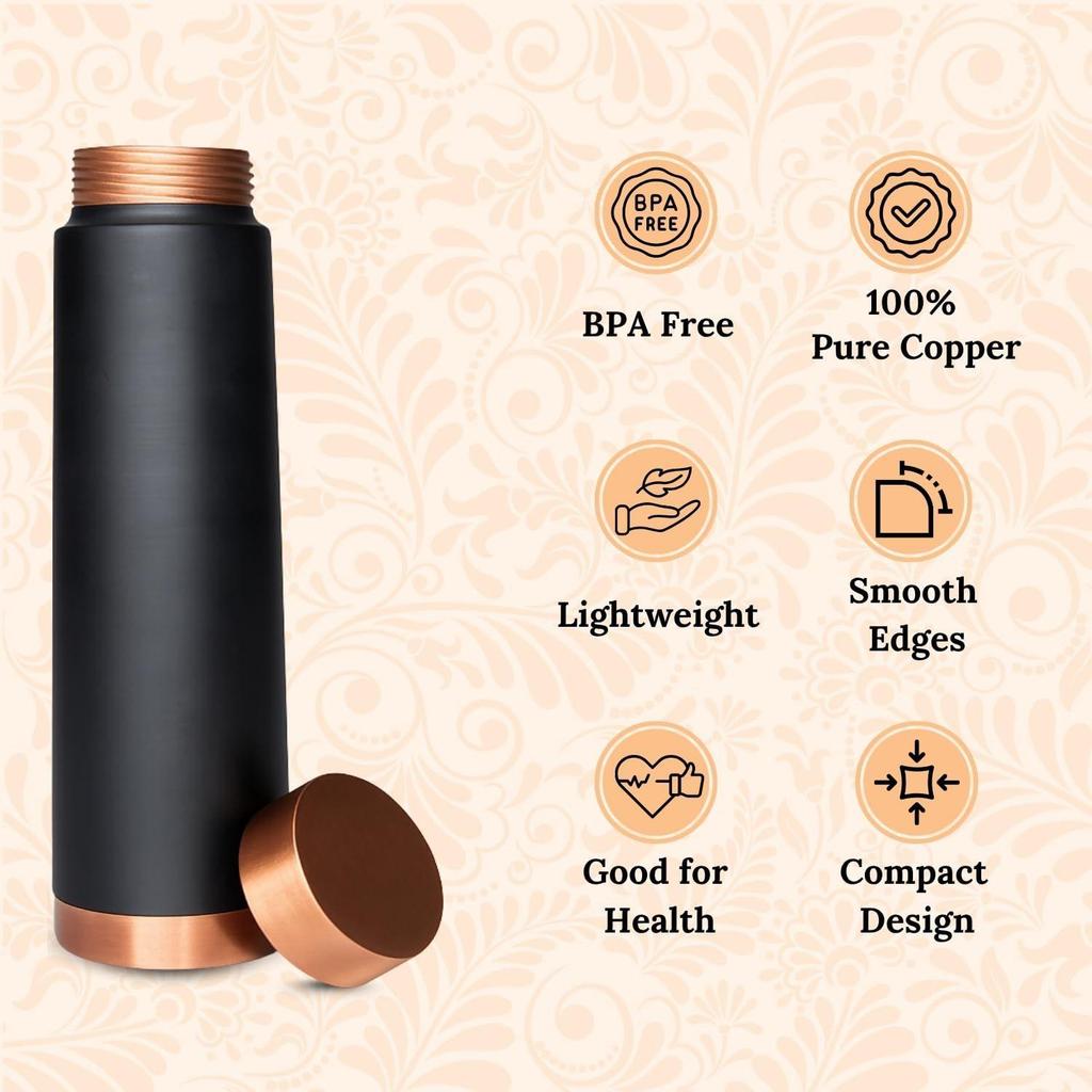 Pure Copper Water Bottle (1 Litre) | Leakproof | Pure Copper Water Bottle | Tamba Bottles | Authentic Copper Bottle | Durable Copper Bottle