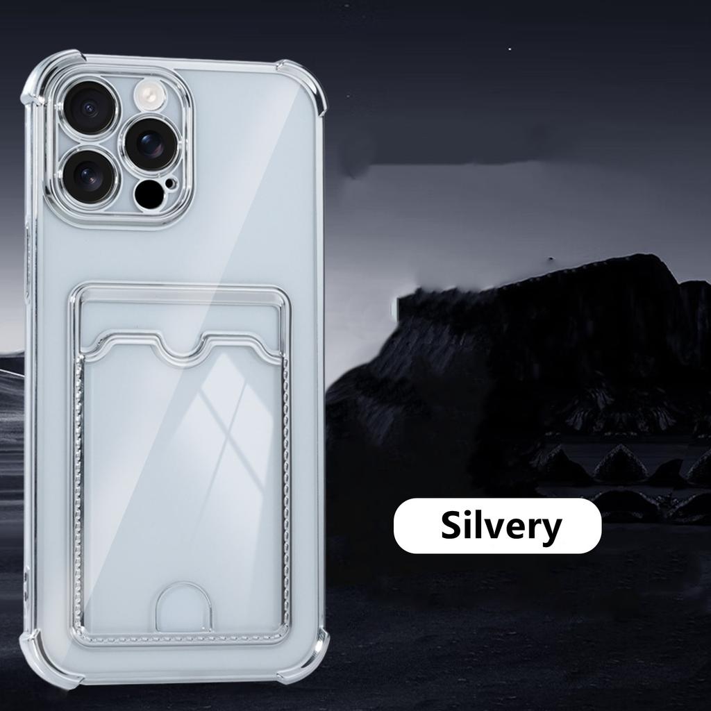 Miękkie przezroczyste etui z miejscem na karty do iPhone 17 16 15 14 13 12 mini 11 Pro X XR Xs Max 7 8 Plus 16e Odporne na wstrząsy etui