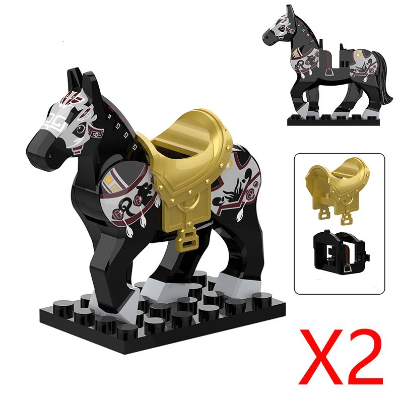 Military Building Blocks Medieval Solider Knights Equipments Mount War-Horse Wolf Flag Vests Shields Fiery Dragon Mini Blocks