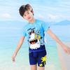 Cartoon Boys' Toddler Sun Protection Quick-Dry Swimsuit Set with Swim Cap