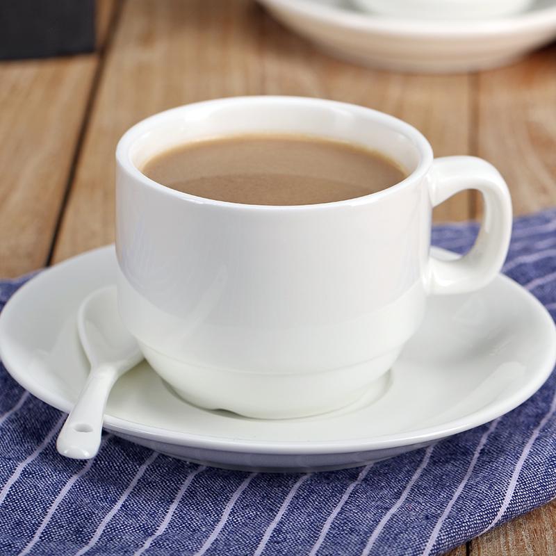 Elegant White Ceramic Coffee Cup & Saucer Set with Spoon – Ideal for Home or Hotel Use