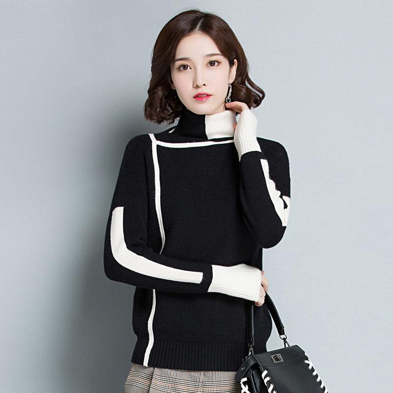 

Женский свободный свитер с высоким воротом, не теряющий цвет, вязаный свитер на осень и зиму, короткий параграф, плюс бархатная нижняя рубашка M