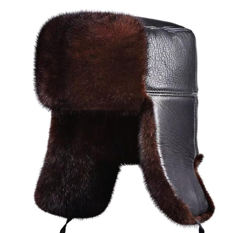 Hat men's ear protection winter imitation fox hair warm and cold fur hat outdoor dog skin cotton hat
