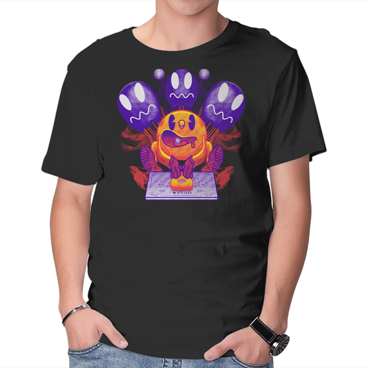 Unisex Crew Neck T-Shirt Pacman Ouija Graphic Short Sleeve Casual Tee XXXXL