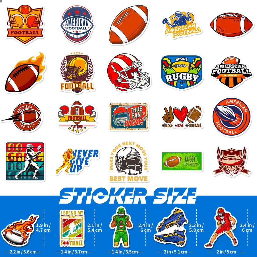 50 Autocollants Football Américain Nouveau Style Football Dessin Animé Gribouillis Autocollants Autocollants