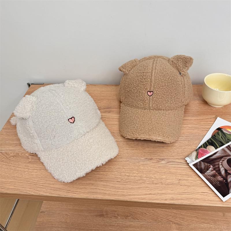 Baseball Cap Children's New Autumn and Winter Fluffy Warm Cute Lamb Plush Rabbit Ears Cap