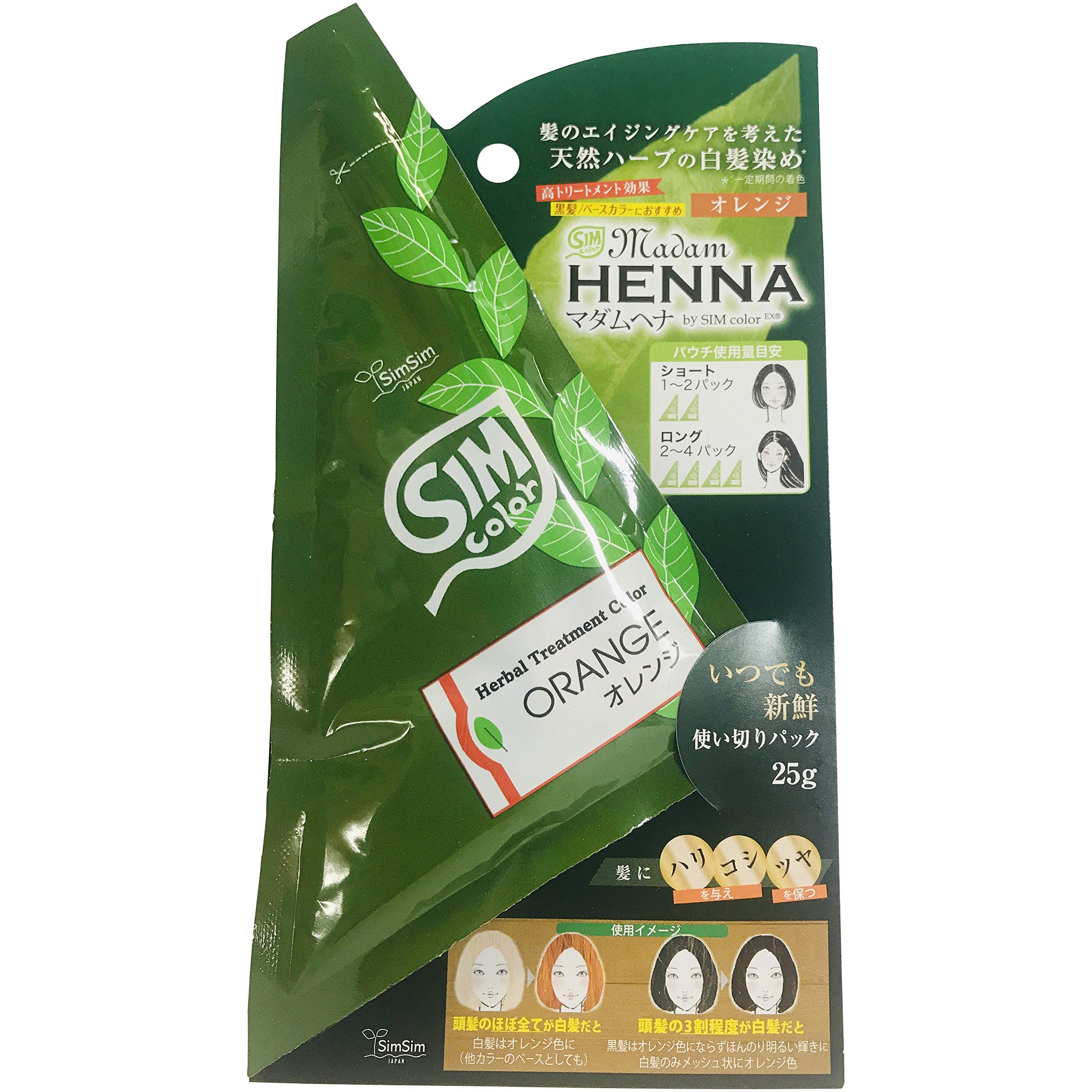 

SimSim Japan Madame Henna 1 pack Gray Hair Dye Orange 25g оранжевый