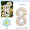 40Inch Colorful Transparent Number Balloons Large Transparent Daisy Foil Balloons For Birthday Party Anniversary Decoration 5