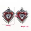 Gothic Punk Wild Rose Heart Pendant & Blood-Red Eye Drip Earrings Necklace Set