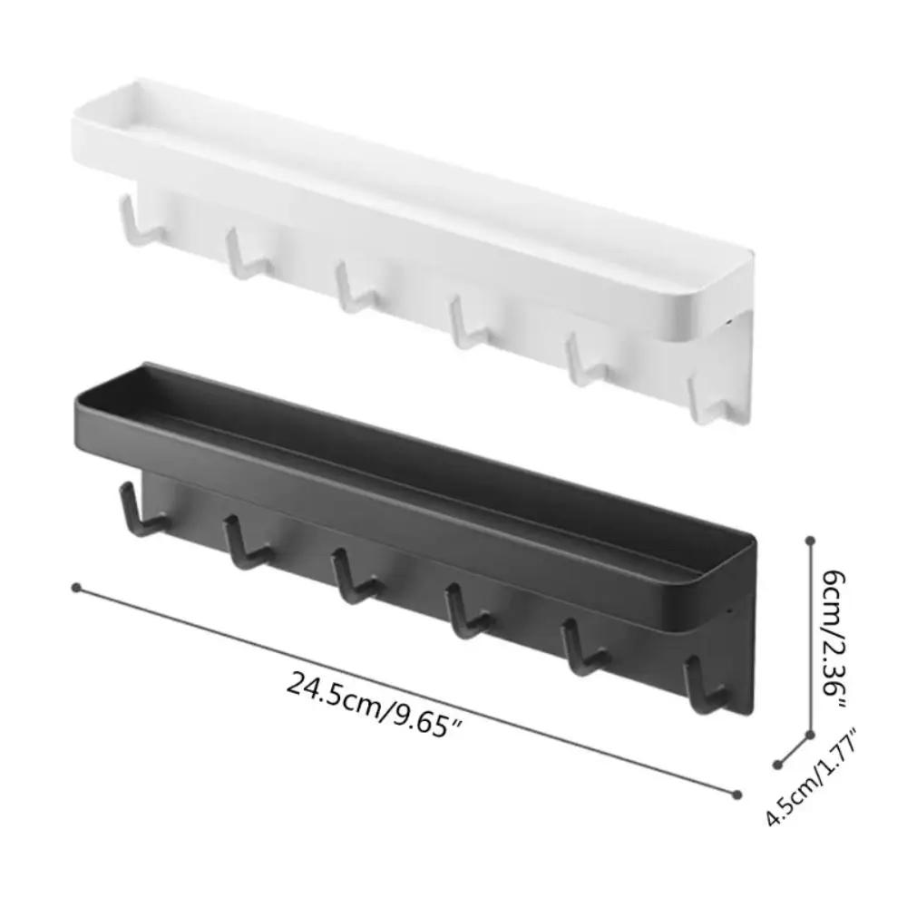 High Quality Wall-Mounted Key Mail Holder Magnetic 6 Hooks Rack Organizer Tray Shelf Home Decoration Kitchen