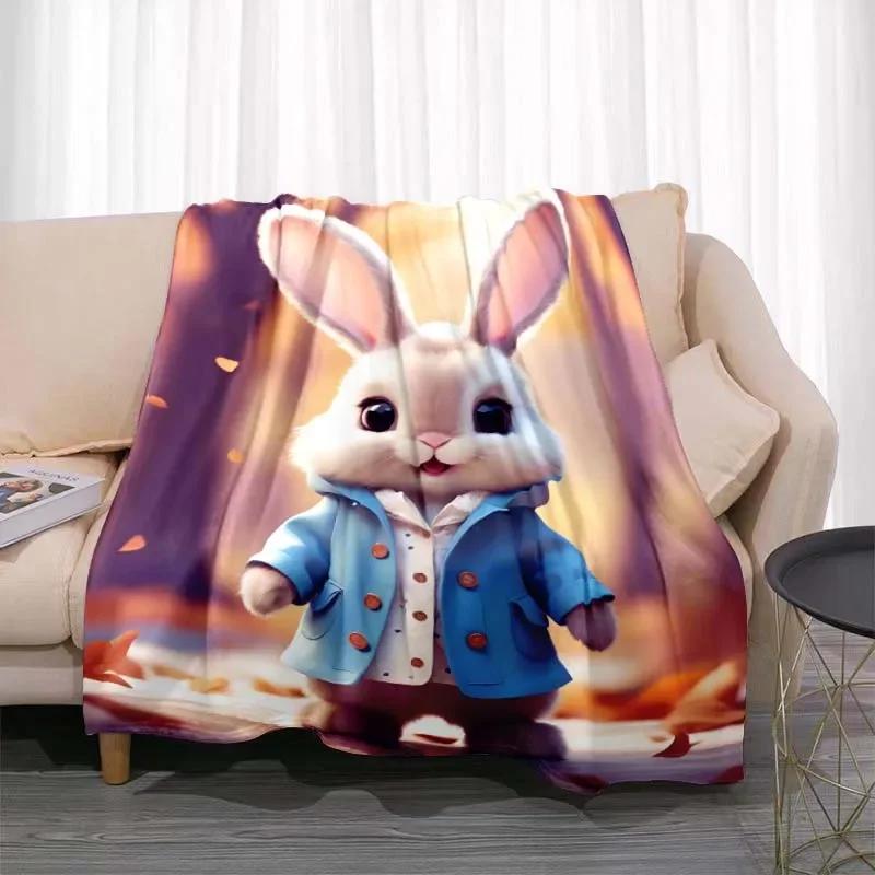 3D Cartoon rabbit pattern printed blanket for living room bedroom home decor children's room bed blanket picnic blankets Luxury