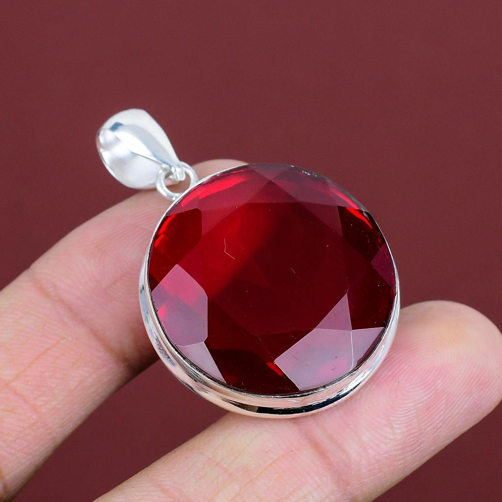 Faceted Mozambique Garnet Pendant Original Gemstone Pendant 925 Sterling Silver Pendant Latest Design Jewelry Handmade Pendant Gifts for Mom