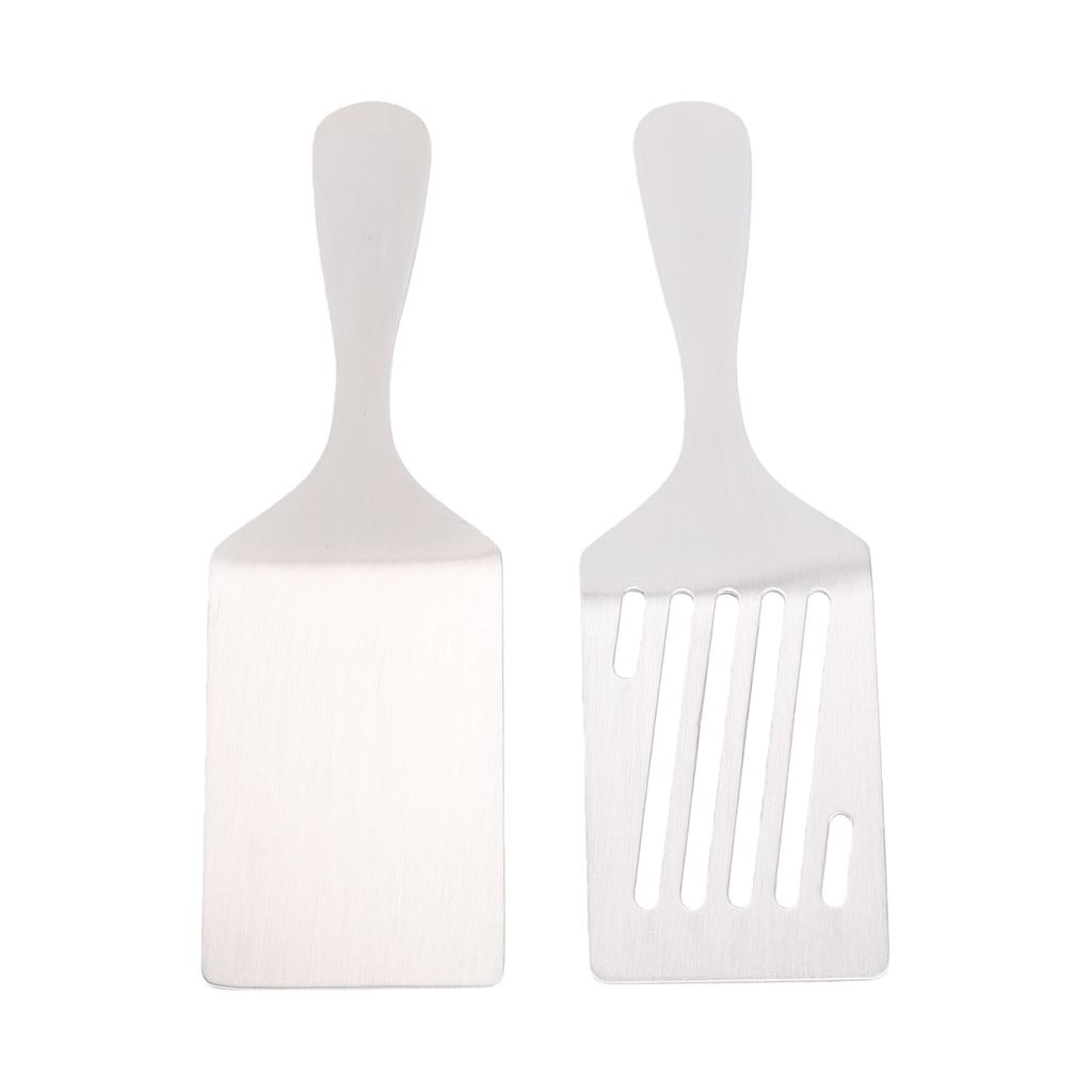 2 Pack Stainless Steel Spatulas Set Barbecue Slotted Turner Cooking Utensils for Kitchen Camping Grilling Frying