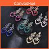 Boucle d'oreille pendantes en alliage forme goutte à la mode pour femmes avec des cristaux Ab scintillants