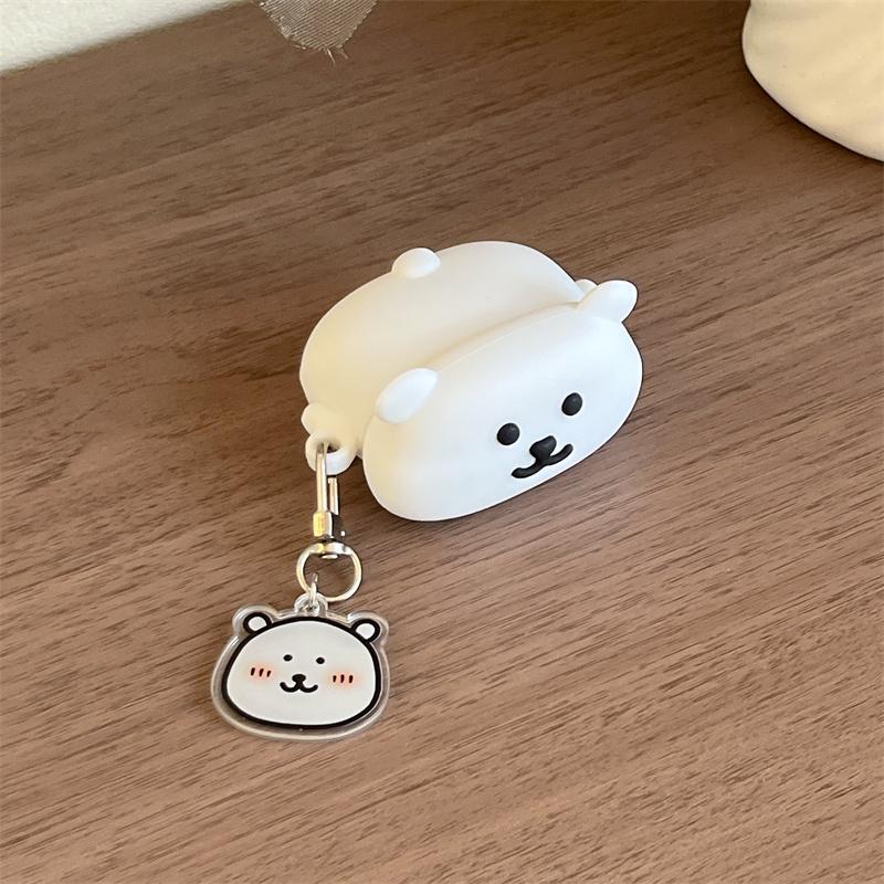 for AirPods 4 Case 3D Cute White Bear Cartoon Cover for Apple AirPods Pro 2 Charging Box Headphone Case for AirPods 3 2 1