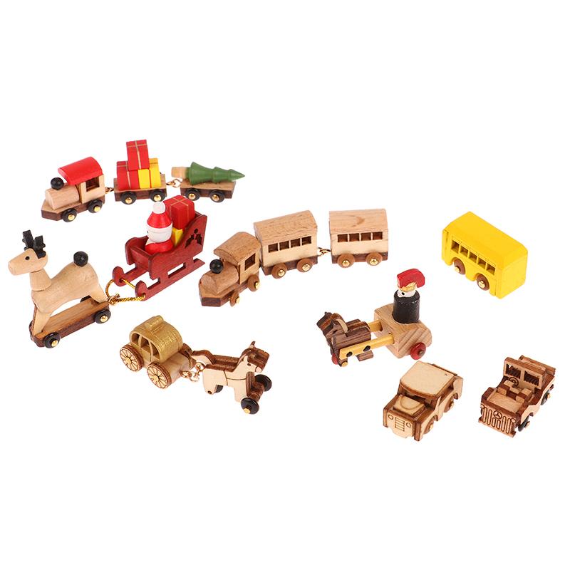 Handgefertigte hölzerne Spieluhr DIY Auto- und Zugmontagezubehör Puppenhausdekoration