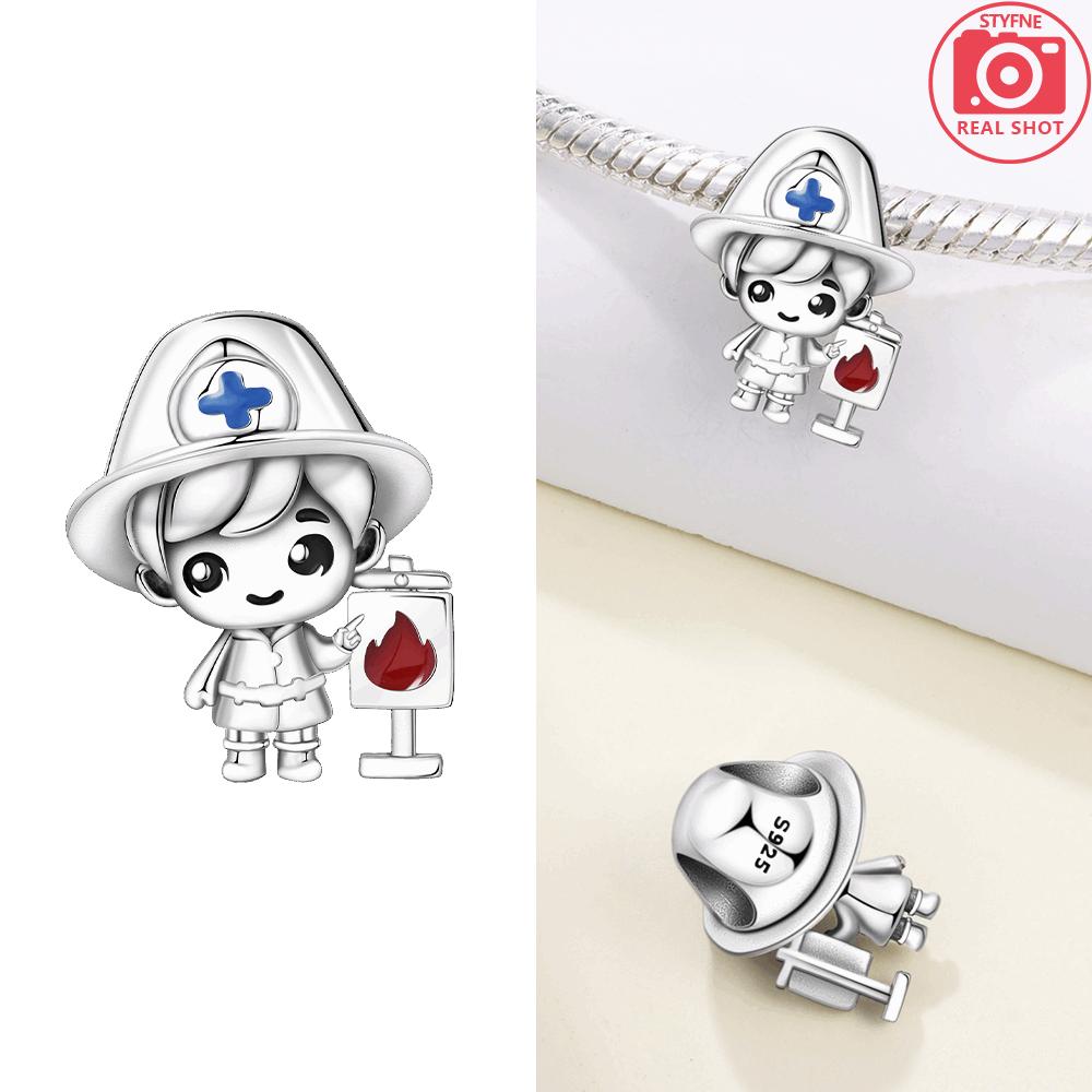 Graduating Boy Original Copper Fireman Bead Jesus Pendant Holding Star Pink Girl Beads Fit Bracelet Women Jewelry Gift Diy