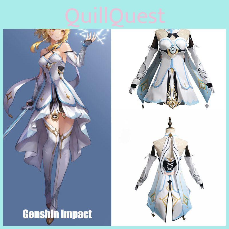 Costume da Cosplay Lumine di Genshin Impact per Donna Perfetto per Halloween e Feste di Carnevale