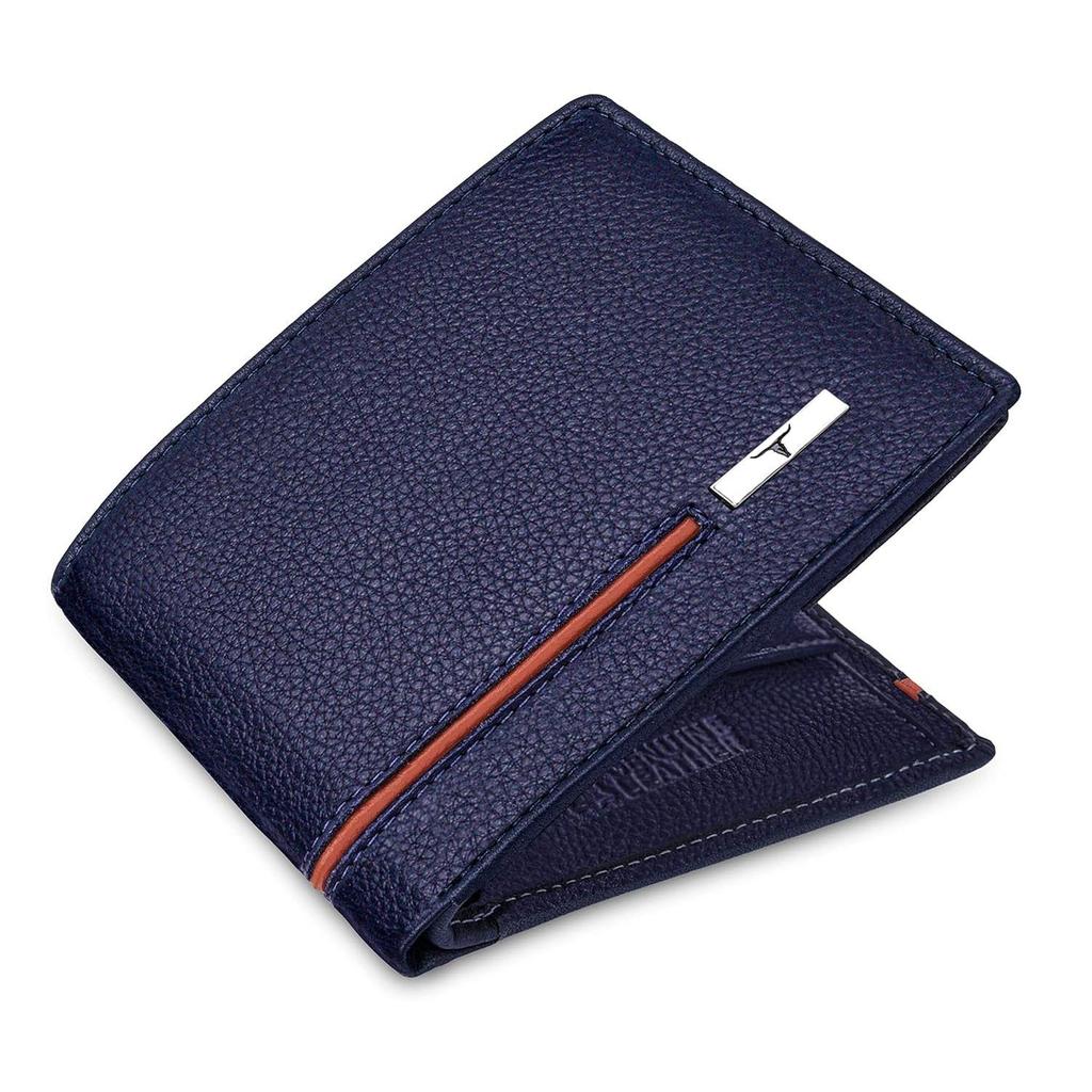 Stag Blue/Orange Leather Wallet for Men