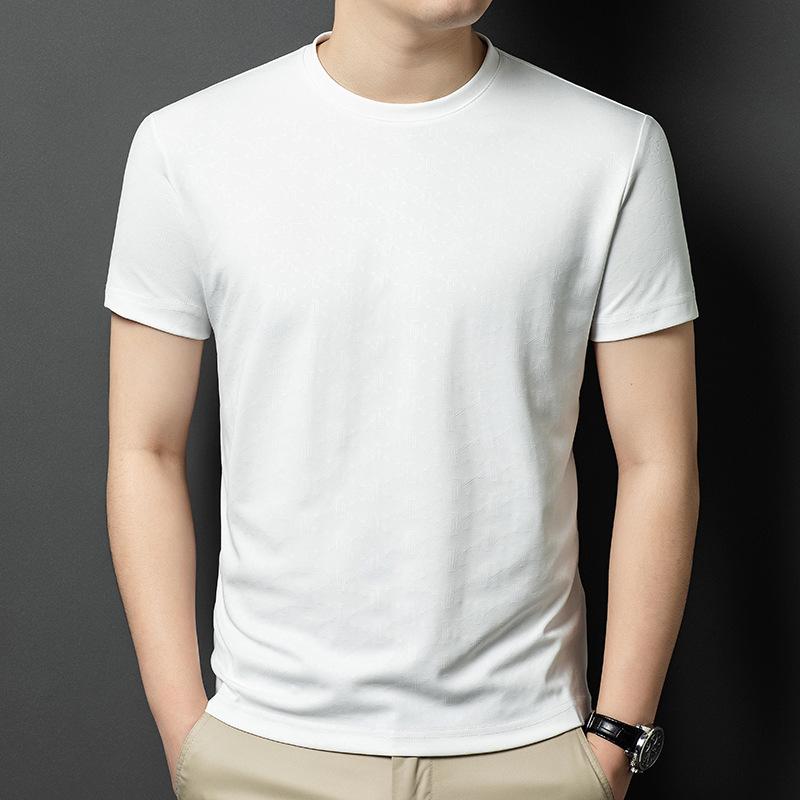 Letní Nové Pánské Tričko s Krátkým Rukávem Kulatý Výstřih Potisk Oblečení pro Tátu Středního Věku Pánské Tričko