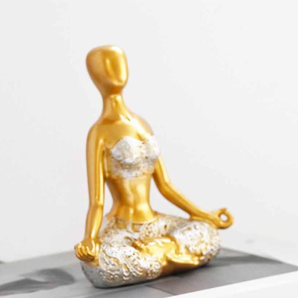 Yoga Lady Figurine Tabletop Ornament Multipurpose Decorative Resin Statue Handicraft for Patio Garden Decor Accessory