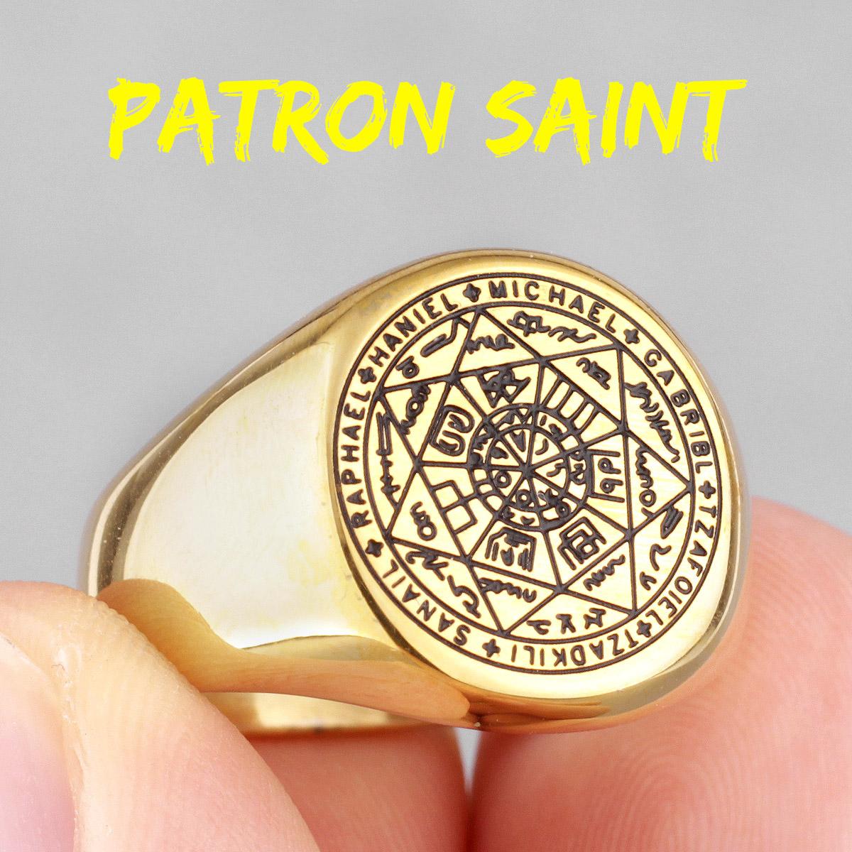 Sternbild Schutzpatron Davidstern Amulett Edelstahl Herrenringe für männlichen Freund Schmuck Kreatives Geschenk W4076WW-11 brown