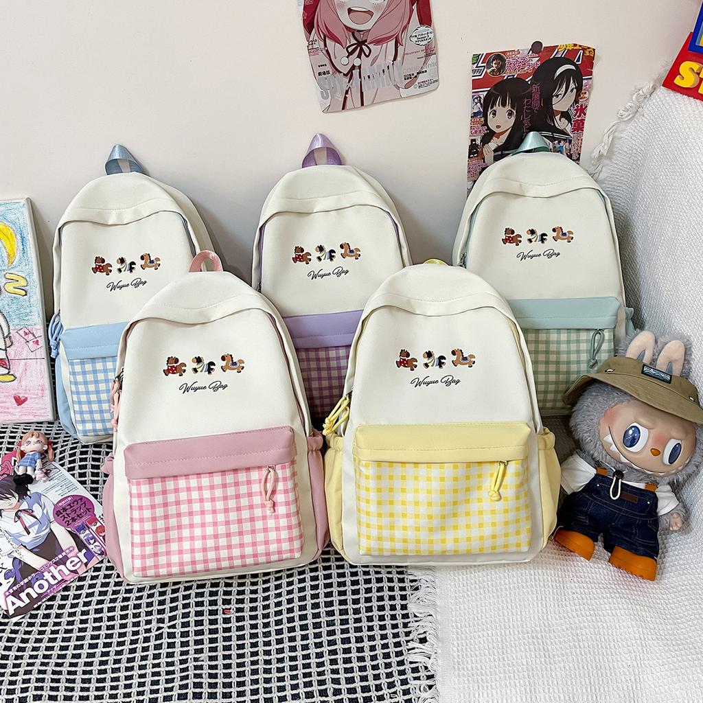 Schoolbag Cute College Schoolbag Female Japanese Ins Plaid Girl Small Fresh Junior High School Backpack Primary and Secondary School Backpack