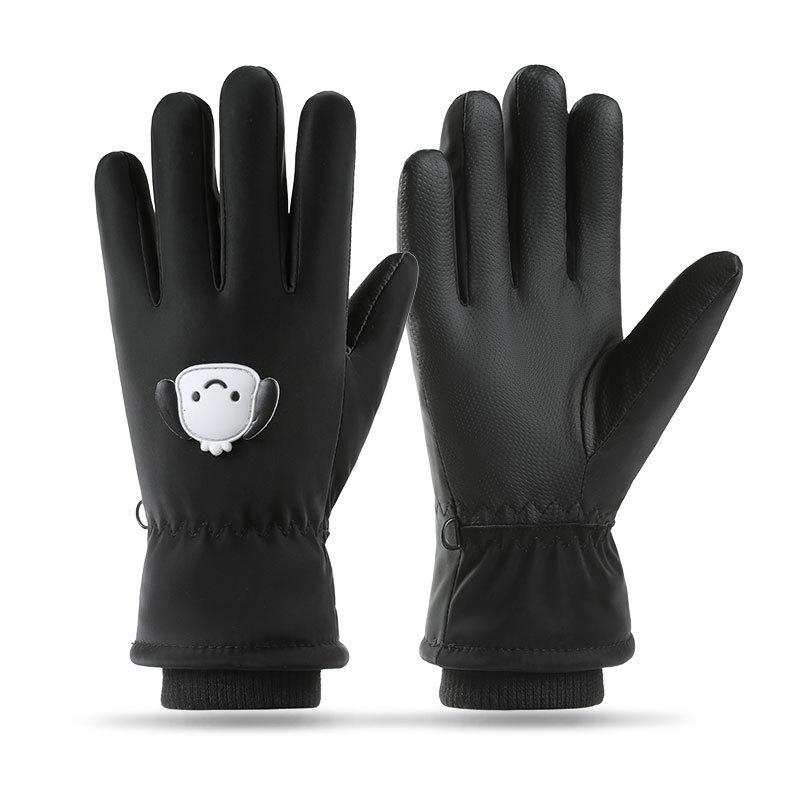 

Children s Ski Gloves Cartoon Thickened Fleece Outdoor Riding Anti-splashing Cold Cute Winter Warm Gloves One Size