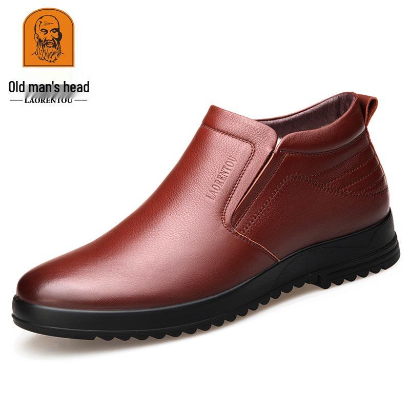 Herren High-Top Winterstiefel aus echtem Leder mit Woll- und Samtfutter