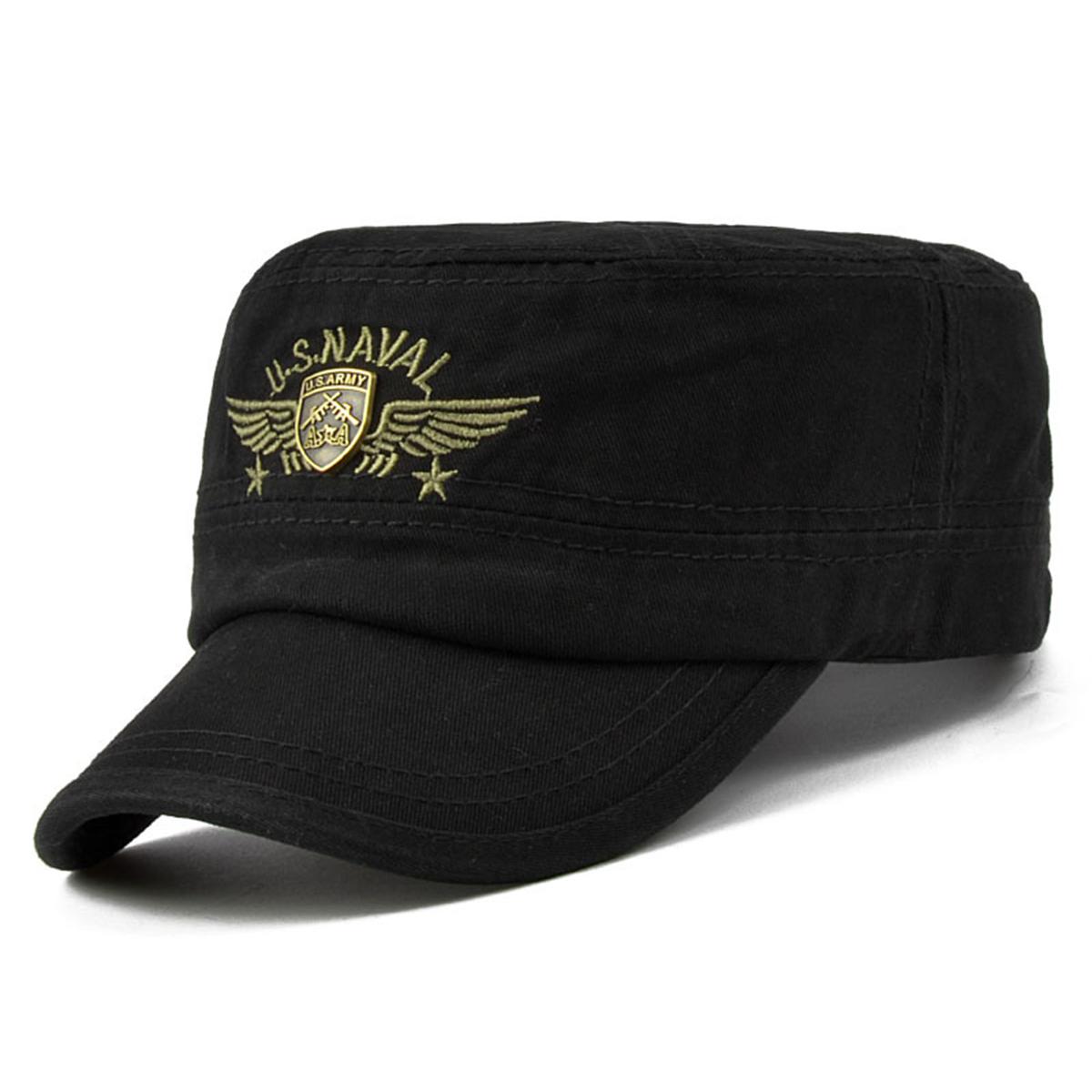 

Чоловіча бавовняна камуфляжна бейсболка Весна та осінь Сонцезахисний крем на відкритому повітрі Плоский циліндр Жіночі шапки для відпочинку Спорт Військові кепки чорний