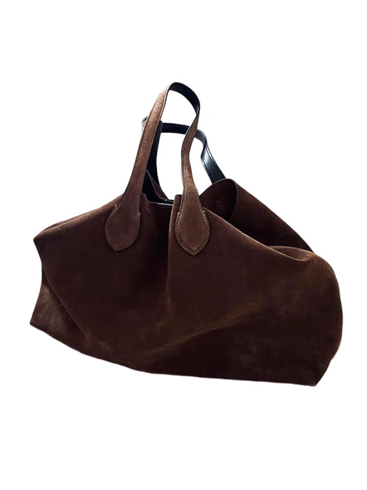 Suede Autumn and Winter Women's Shoulder Bag  Niche Design Wing Bag Matte Cowhide Large Capacity Women's Handheld Tote Bag