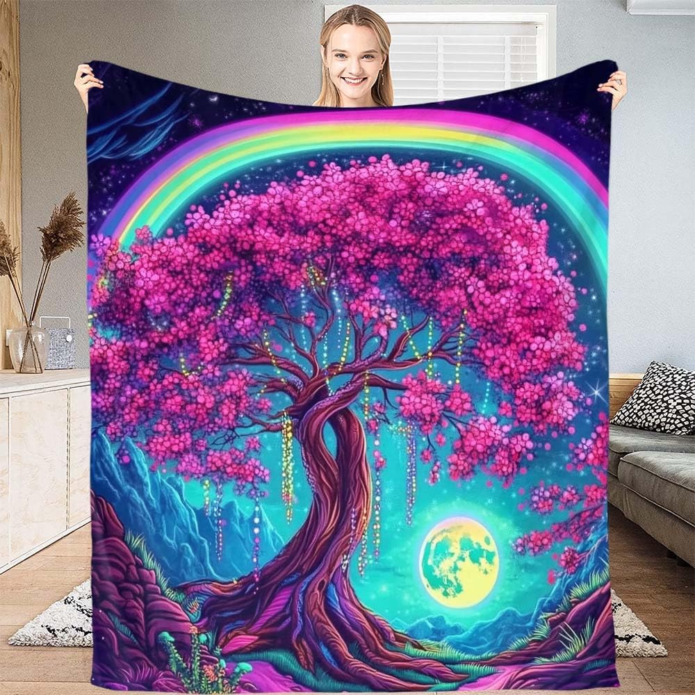 Yggdrasil blanket Norse mythology design tree of life pattern soft throw boho decor bedroom textile mystical accessory