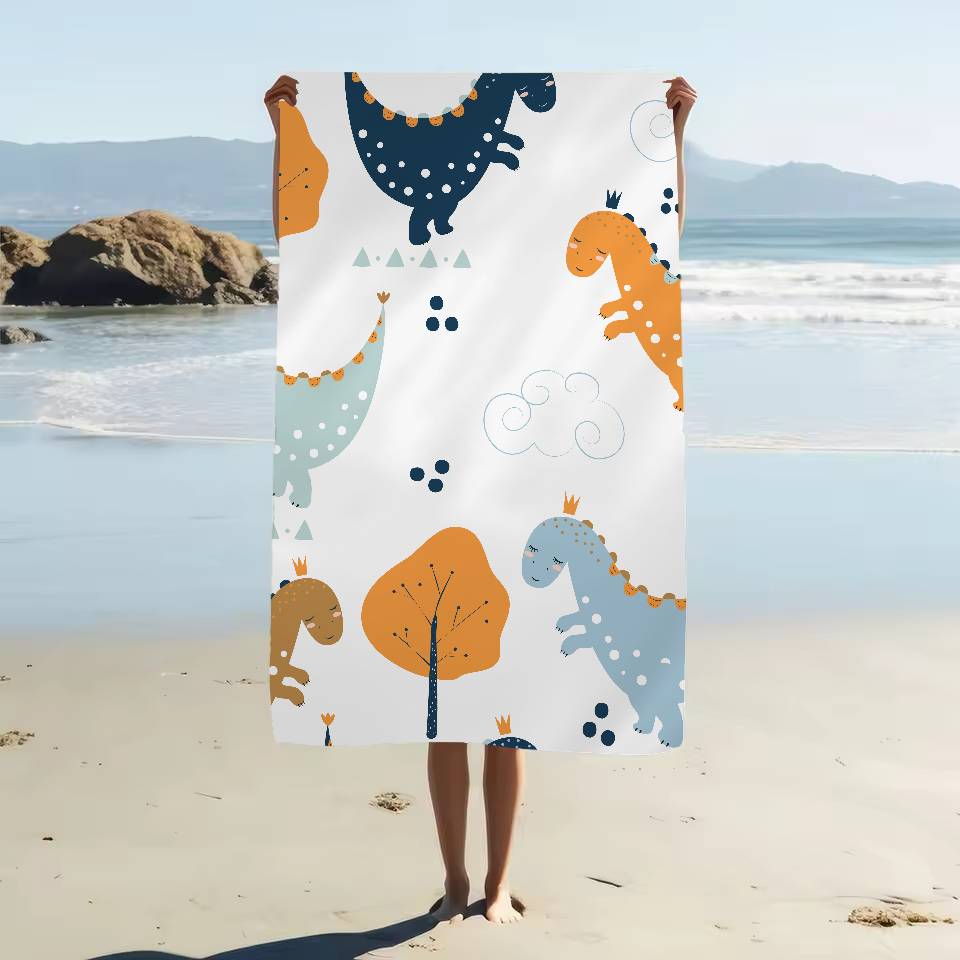 Cartoon Animal Dinosaur Print Cartoon Beach Towel Cute Kawaii Room Decor Bath Girls Children Hand Towels For Bathroom Shower