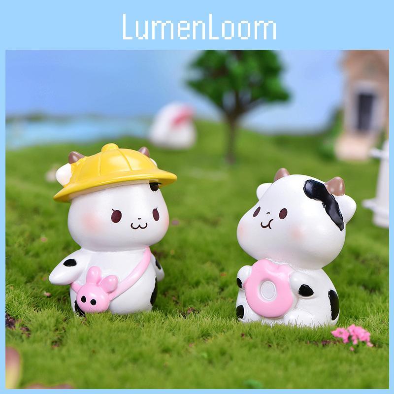 Adorable Cartoon Cow Resin Figurine For Diy Fairy Gardens And Terrariums