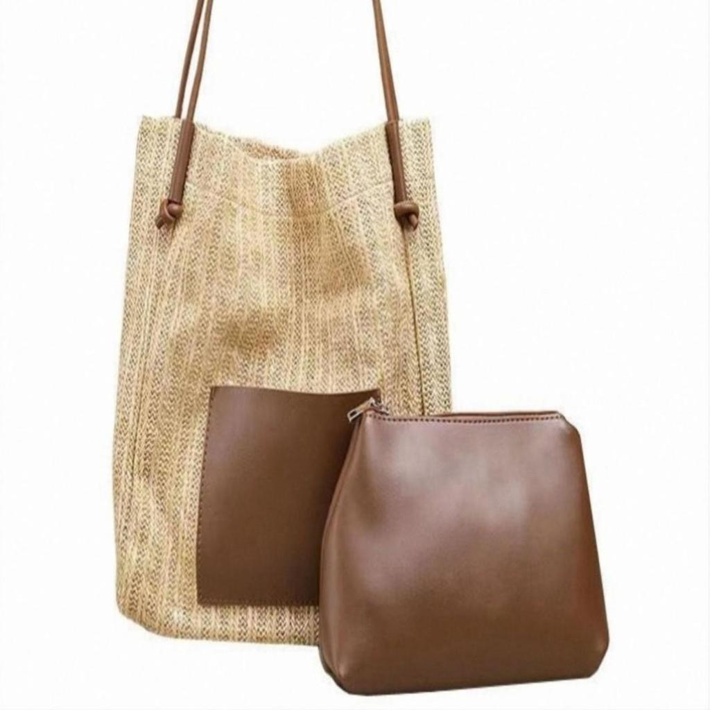 Retro Woven Straw Tote: Holiday Style, Large Capacity Shoulder Bag for Shopping, Beach, or Mother-Child Outings