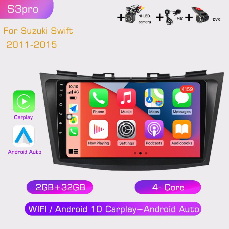 2din 8G+128G Android 10 Car Radio Multimedia Player Carplay Auto GPS Navigation NO DVD For Suzuki Swift 4 2011-2015