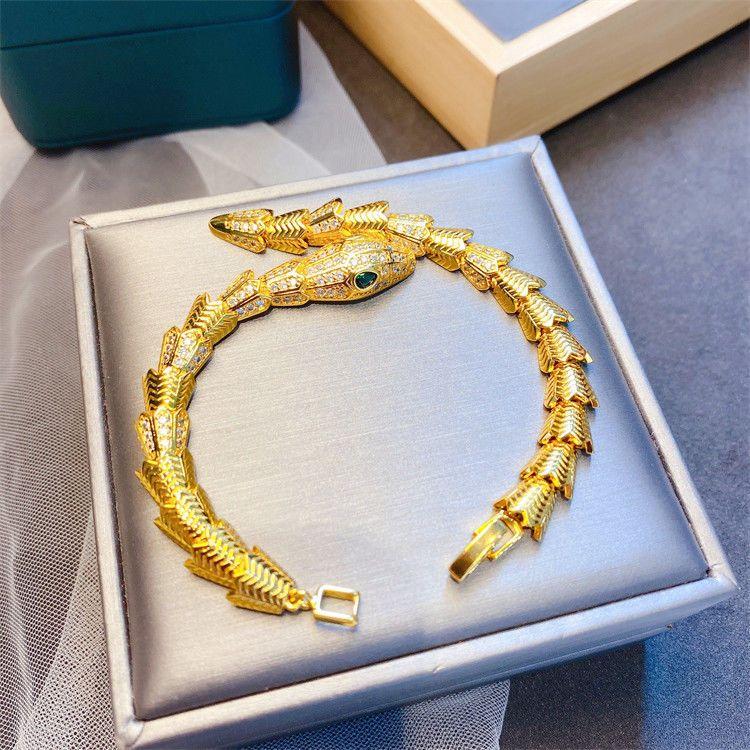 Gold Color High-grade Snake-shaped Full-drilled Snakehead Bracelet Female Vietnamese Sand