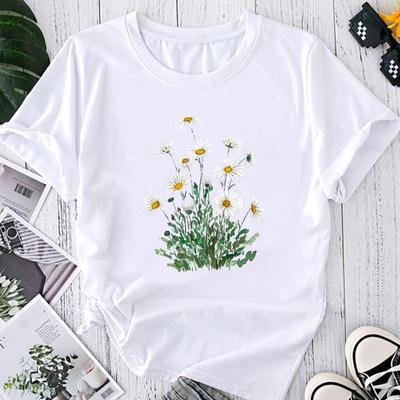 (Asiatische Größe) Mode Blume Trend Schöne Stil Nette 90er Jahre Drucken Grafik T-shirt Weibliche Casual T Kleidung Casual frauen Top kurzarm T-shirt