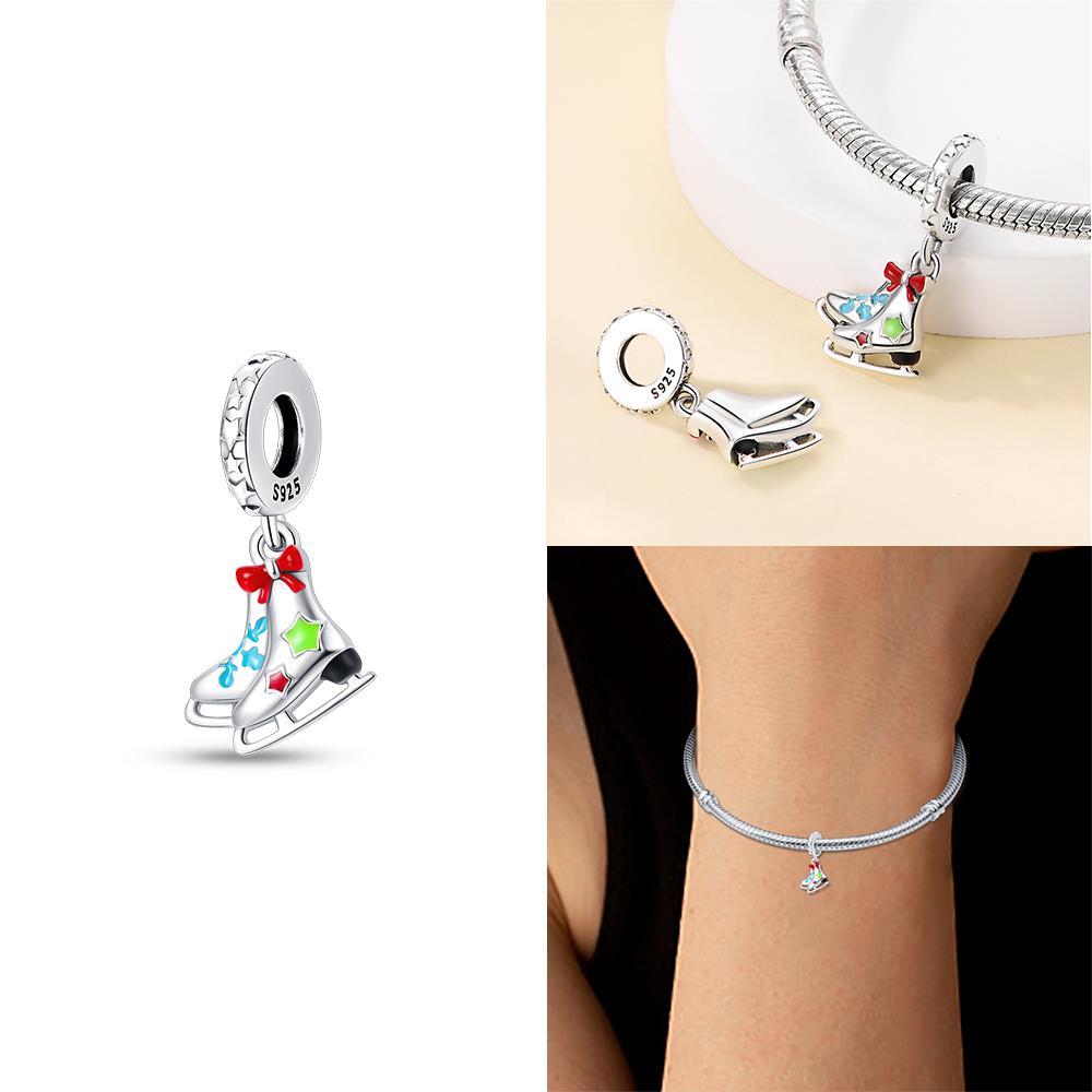 Charms Original Santa Claus Snowman Winter Penguin Snowflake Beads Fit Bracelet Copper Jewelry Women Diy Gift