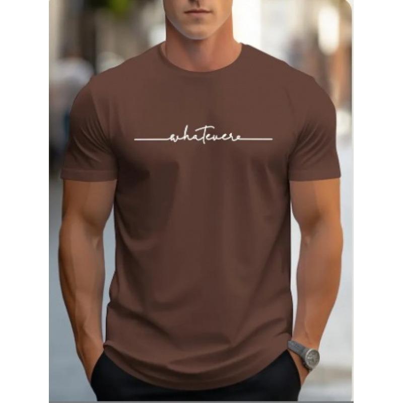 Men Summer New Printed Color Block Short Sleeve Crew Neck T Shirt Casual Contrast Top