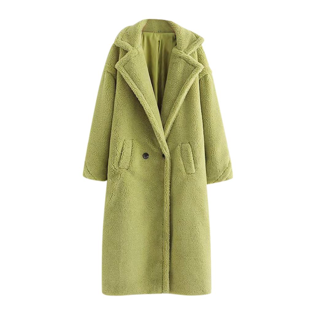 Women Fashion  And Winter Loose Medium Long Windbreaker Lamb Coat