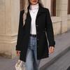 2026 Spring/Fall Mid-Length Elegant Woolen Coat with Lapel Button and Slim Fit Design