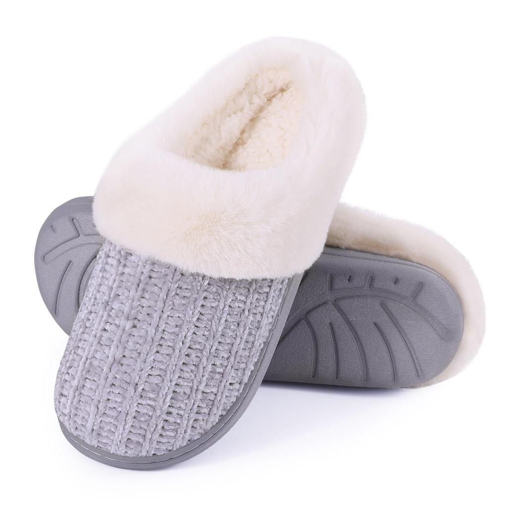 Fashion Smile PoP Winter Fuzzy Women Slippers Indoor Antiskid Fur House Slippers Outdoor Warm Fleece Slippers With  Memory Foam Slippers