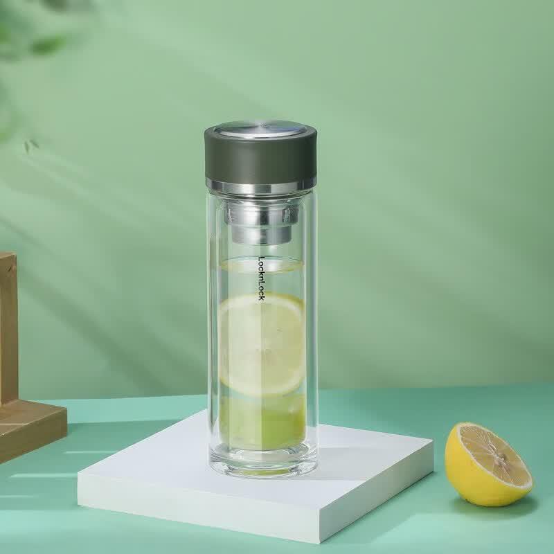 LOCK&LOCK LLG629 Double-Layer Glass Tea Infuser Bottle