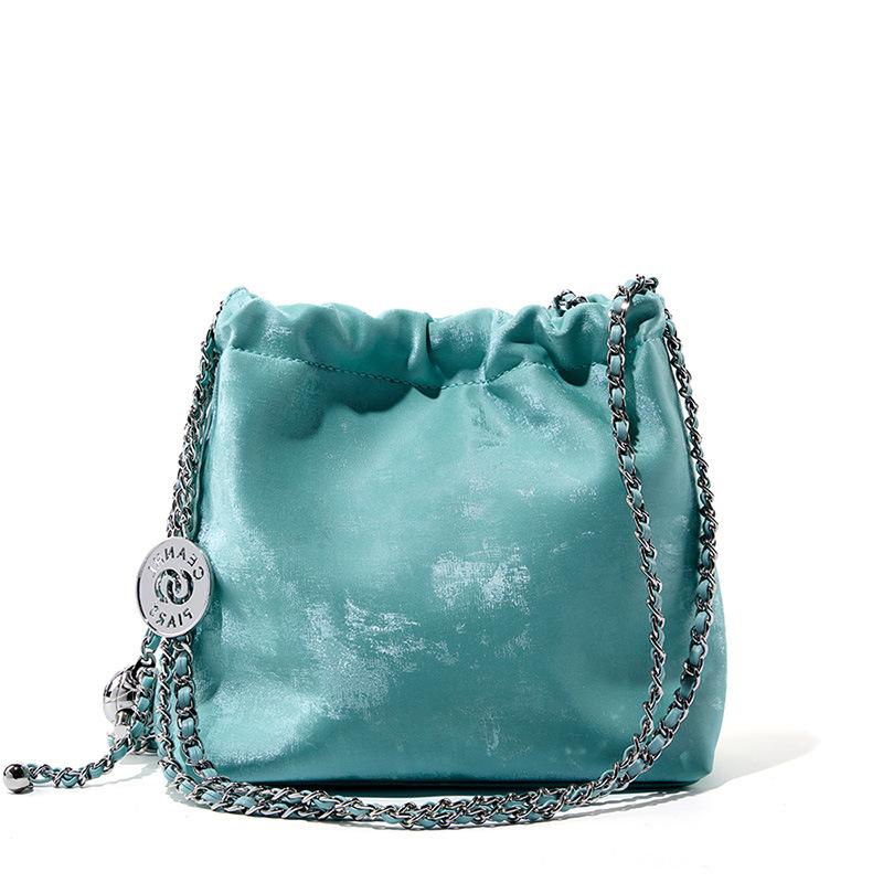 Yan silk cowhide garbage bag chain genuine leather women's bag shoulder crossbody small bag bucket bag