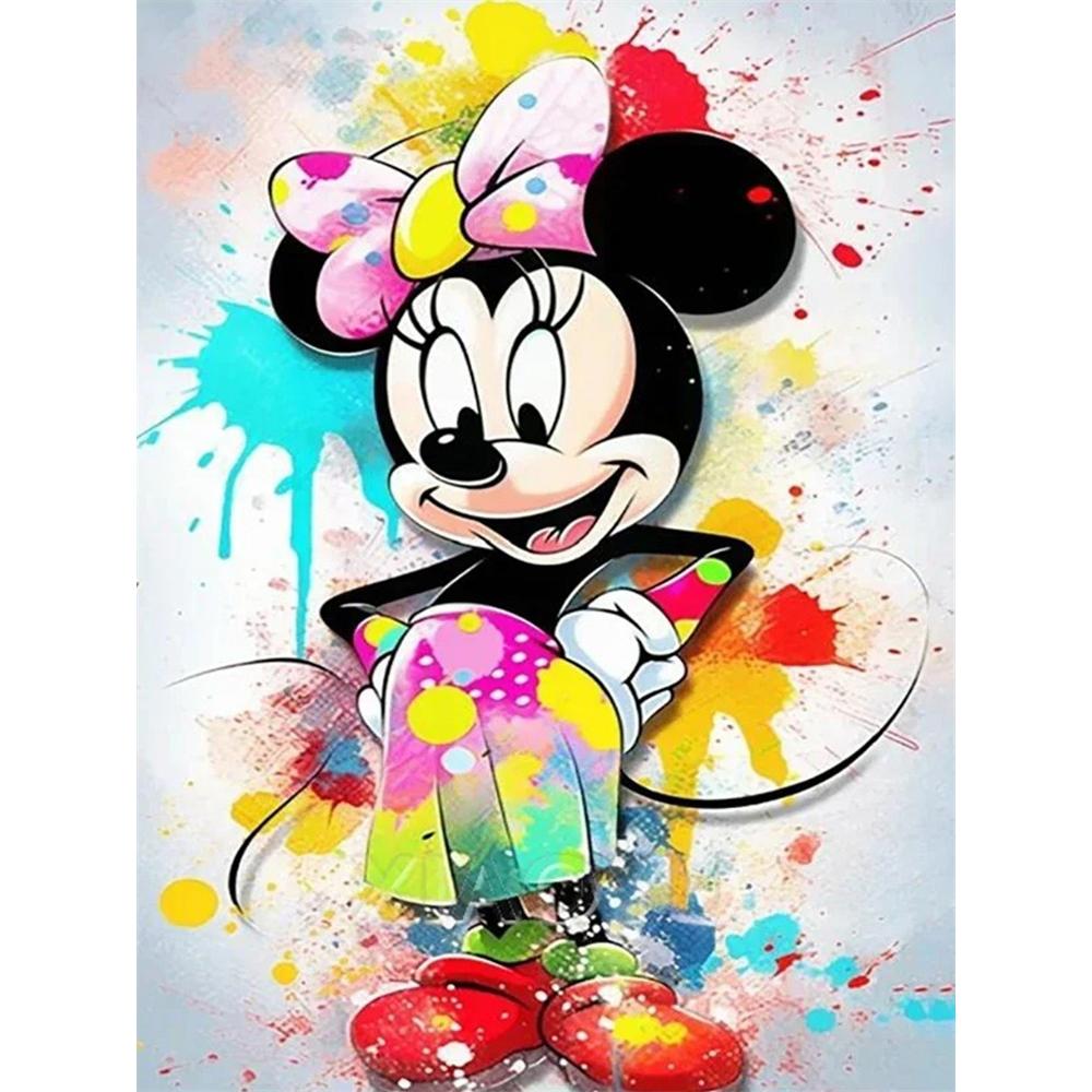 

Disney Diamond Painting Minnie Mouse Splatter Graffiti Style Art Painting Cartoon Diamond Painting Full Diamond CrossstitchCraft DIYGiftHomeDecoration Round 20x30cm