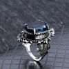 Sea Blue Topaz Ring Vintage Thai Silver Goose Egg Hand Jewelry