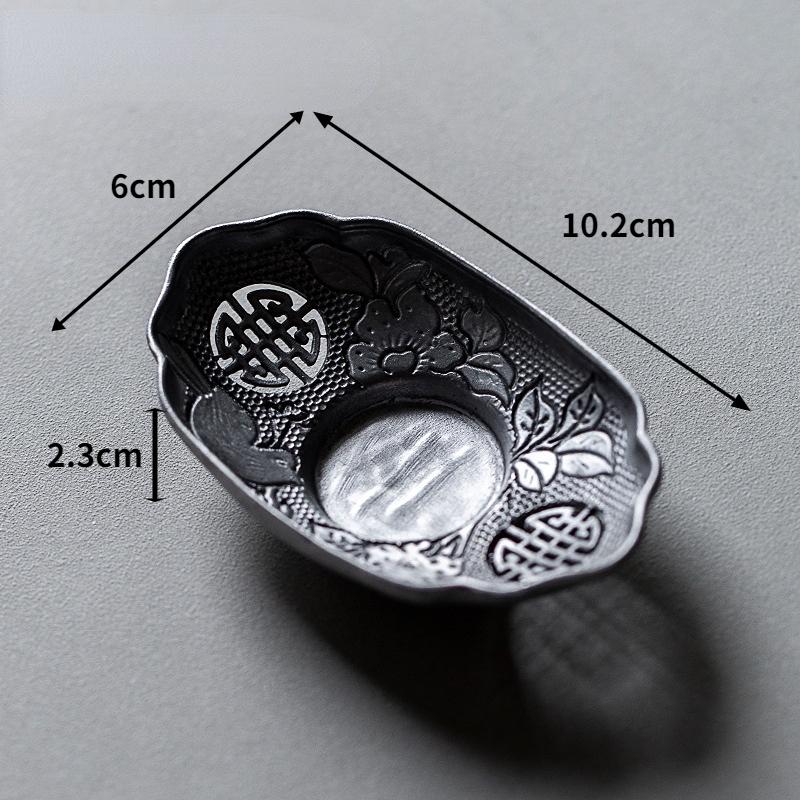 Japanese Retro Pure Tin Coaster Zen Tea Saucer Insulation Pad Old Tin Tea Coaster Cup Holder Tea Ceremony Tea Set Accessories
